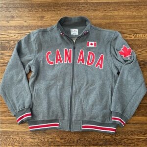 Northern Vibe Canada Embroidered Varsity Bomber  sweatshirt Jacket Gray Canada